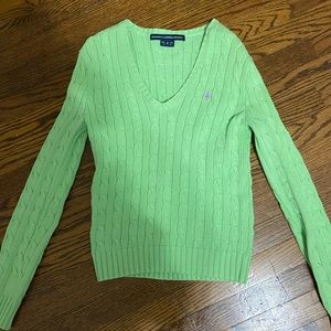 Ralph Lauren Sport Small Green Cable Knit Sweater